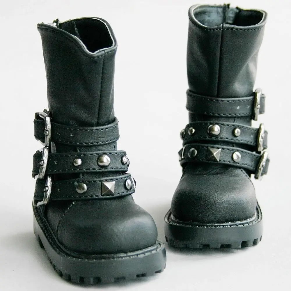 

[wamami] 46# Black SD17 DZ70cm BJD Dollfie Rivet Synthetic Leather Shoes/Boots -9.5cm