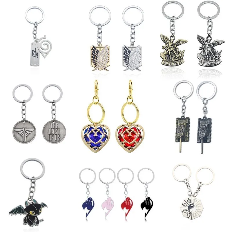 

Hot Anime Cosplay Jewelry WOT World Of Tanks Keychain Punk Saint Michael Fairy Tail Tai Chi Key Chain for Men Christmas Gifts
