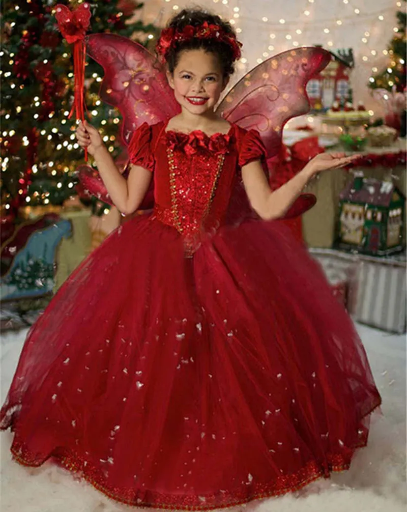 

Winter Warm Girl Clothing Fancy Elsa Dress Children Kids Halloween Cosplay Costume Red Hooded Christmas Party Dresses For Girls