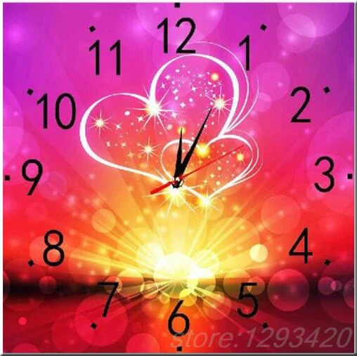 

diamond painting cross stitch Hearts and Clock Diamond Painting square diamond full 3d diamond embroidery needlework Decor