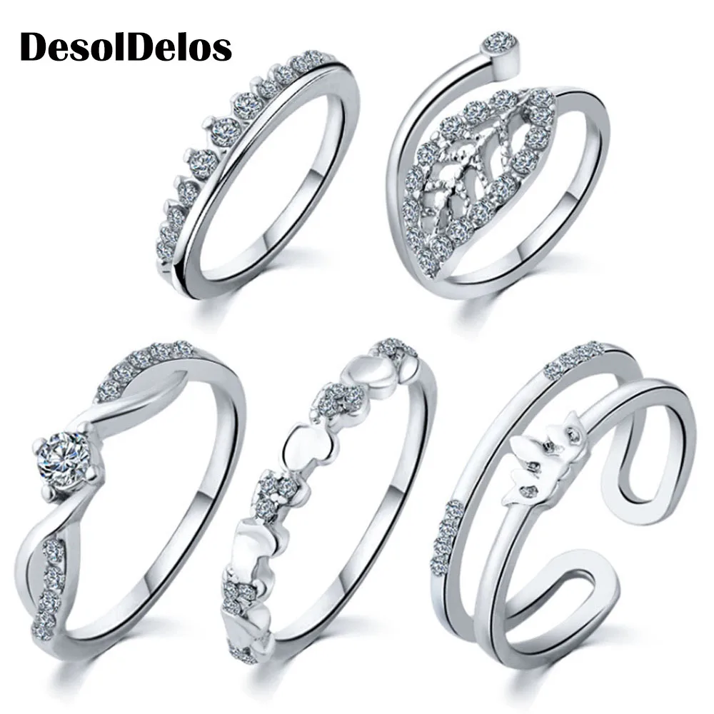 

Brief 5pcs/set CZ Crystal Midi Rings for Women Bohemian Moon Charms Rings Wedding Party Punk Jewelry valentines day gift anel