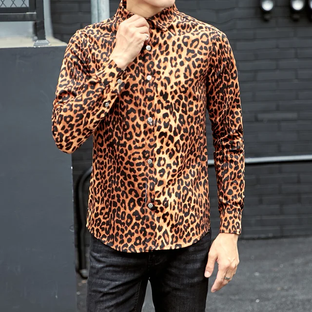 L 6xl 2018 New Men S Clothing Autumn Long Sleeve Shirt Flowers 2018 New Men S Clothing Autumn Long Sleeve Shirt Flowers Cotton Plus Size Leopard Print Slim Singer Costumes