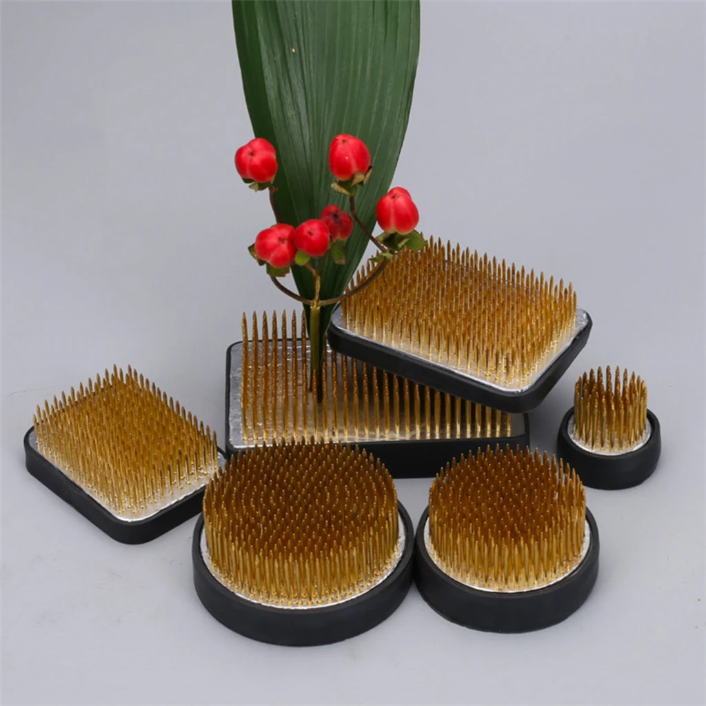 Anti-rust Flower Frog Japanese Flower Arrangement Tool with Rubber Base for Floral Art Fixed Arranging Tools