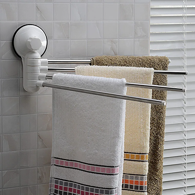 Large bathroom sucker rod rotating multifunctional towel rack towel