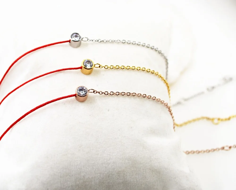 

Martick Classic Style Europe Brand Red Rope Bracelet For Young Lady Lucky Bracelet Jewelry With Shining Single B8