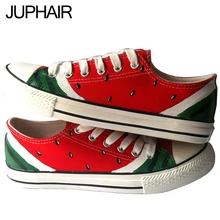 JUP Mens Males Girls Watermelon Spongebob Despicable Me Minion Cat Butterfly Flag Pattern Skull Hand Painted Canvas Gift Shoes