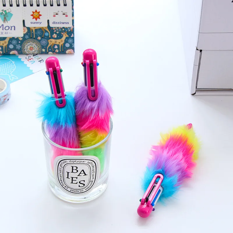 6 цветов ручка Канцтовары милая Шариковая ручка с пером школьные принадлежности кавайи офисные аксессуары ручки для письма канцелярские принадлежности