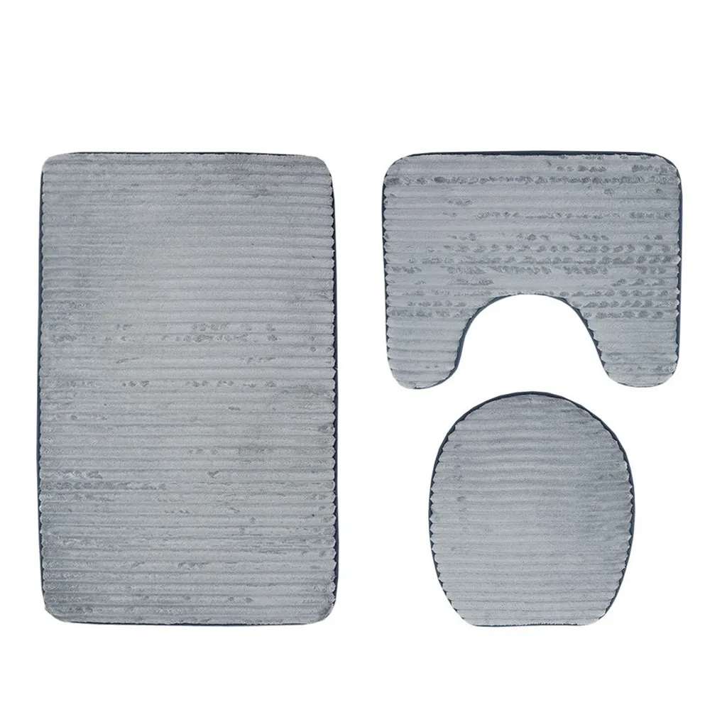 

3pcs/set Vertical embossing Non Slip Bathroom Pad Floor Mat Carpet Absorbent Pedestal Rug Lid Toilet Cover Bath Mat311W