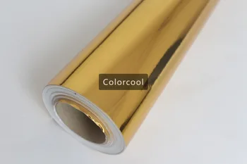 

Gold Mirror Chrome Vinyl Wrap High Poly Shinny Chrome Car Stickers Chrome Vehicle Wrapping Air Free