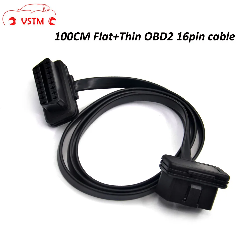 VSTM 100 см/60 см плоский+ OBDII 16 Pin кабель OBD 2 OBD2 удлинитель соединительный кабель ELM327 Мужской к двойной женский