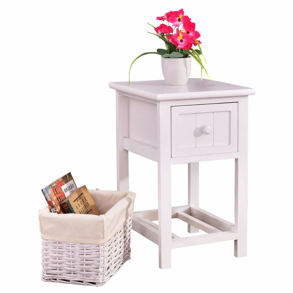 Goplus Night Stand 2 Layer 1 Drawer Bedside End Table White Modern Organizer Bedroom Wood Nightstand with Basket Small HW53787 Goplus Night Stand 2 Layer 1 Drawer Bedside End Table White Modern Organizer Bedroom Wood Nightstand with Basket Small HW53787