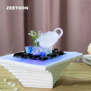

Tabletop Tea Pot Fountain Air Humidifier SPA Aromatherapy Atomizer Essential Oil Diffuser cobblestone Water Features Home Decor