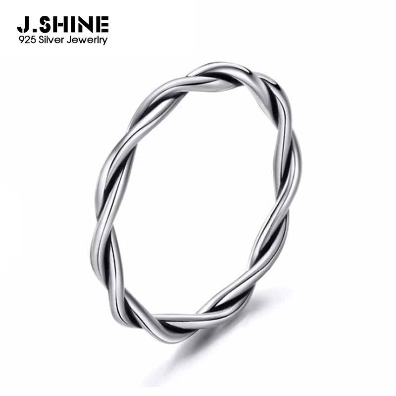 

JShine Minimalism 925 Sterling Silver Rings Twist Wedding Engagement Simple Rings For Women 2018 New Ladies Ring 925 Silver