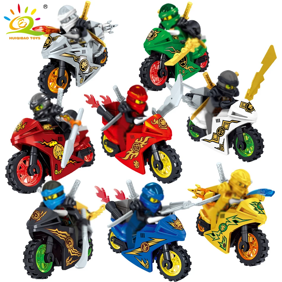 

8PCS Ninjagoe Motorcycle Model Compatible Legoed Ninjagoes Moto Figures Kai Jay Cole Zane Nya Lloyd Building Blocks Bricks Toys