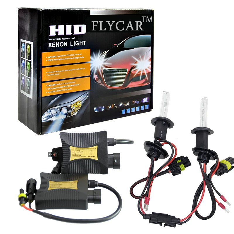 FLYCAR XENON DC12V 55 Вт HID конверсионный комплект H1 H3 H7 H8 H11 9005 HB3 9006 HB4 H4 лампа 4300K 6000K 8000K