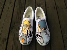 Wen Canvas Skateboarding Shoes Design Custom Anime Naruto Hand Painted Shoes Unisex Slip On White Breathable Sneakers