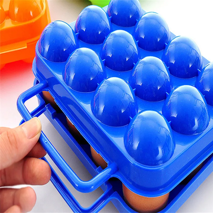 Portable 12 Eggs Plastic Container Holder Folding Egg Storage Box Handle Case Kitchen Storage Boxes #3m27 (5)