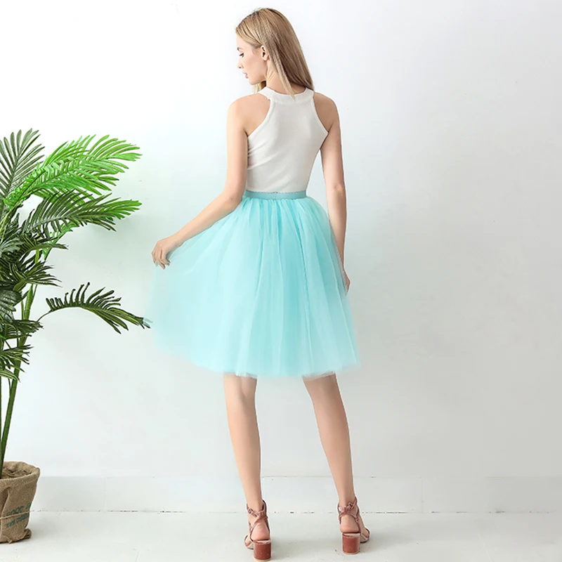 7 Layers Fashion Tulle Skirt Pleated Tutu Skirts Womens Lolita Petticoat Bridesmaids Vintage Midi Dance Skirt Jupe Saias faldas Skirts