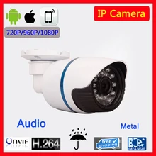 1.0MP 2.0MP Audio IP Camera ONVIF Waterproof Outdoor IR CUT Night Vision P2P Plug and Play with CMS software