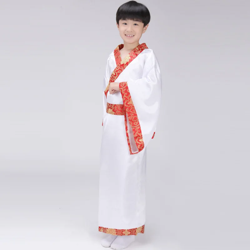 Новое поступление Китайский народный костюм мальчиков Hanfu одежда Халат + ремень Длинная детская Китайская традиционная costime девушка Тан