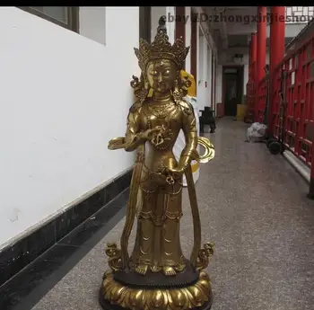 

34"Tibetan Folk Classical Bronze Gilt Vajradhara Vajrabhairava Kwan-yin Statue