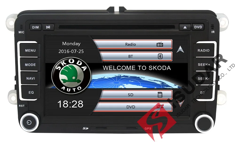 Isudar Автомагнитола с Сенсорным 7 Дюймовым Экраном Для Автомобилей Skoda/Octavia/Fabia/Rapid/Yeti/Superb/VW/Seat