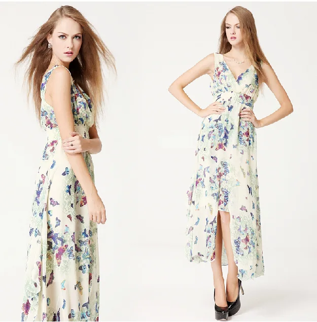Long Summer Dress Print Women Chiffon vestidos Longos Vestido Longo Robe Vetement Femme Dresses Roupa Feminina Elbise 2016 | Женская