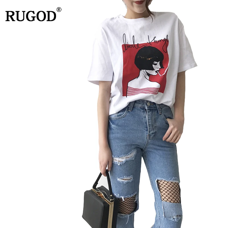 RUGOD Spring 2019 Character O neck Hot Sale Women's t