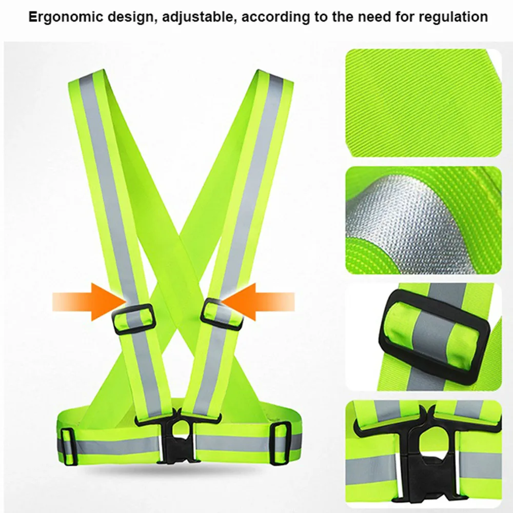 

Safety Reflective Vest High Visibility Reflective Adjustable Strips Work Uniforms Gear Stripes Jacket Night Running Cycling