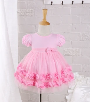 

Baby summer dress baby pink rose princess dress baby 100% cotton birthday dress