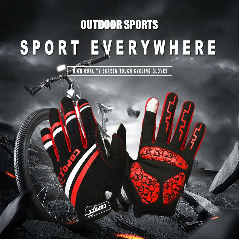Copozz велосипедные перчатки на полный палец, противоскользящие велосипедные перчатки, противоударные, чувствительные, сенсорные, Guantes Ciclismo, MTB, велосипедные спортивные перчатки