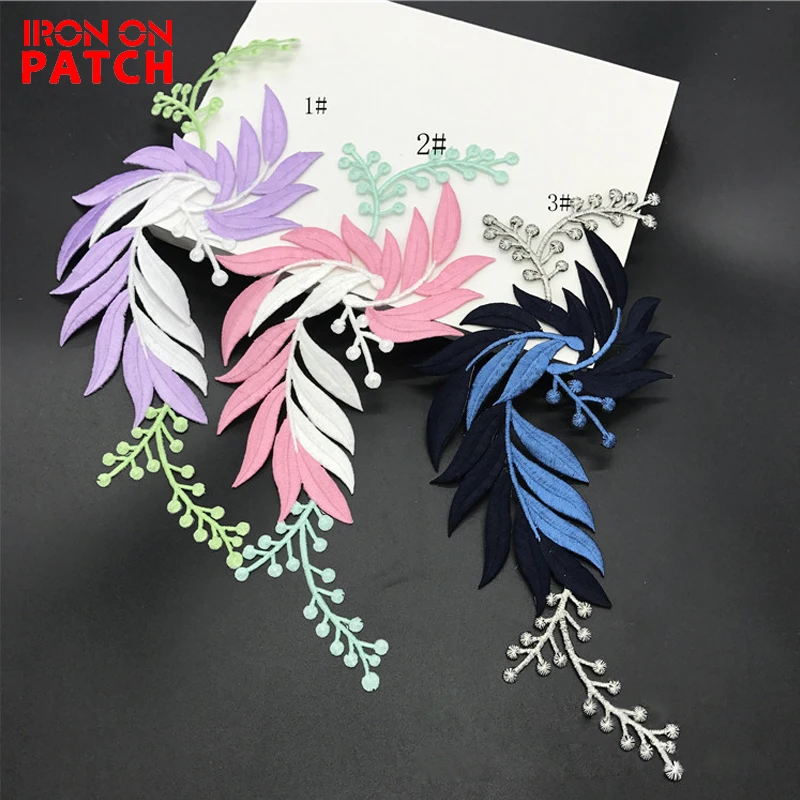 

Willow Embroidery Patches For Jeans DIY Stripes Appliques Clothes Stickers Iron on for Clothing Accessories Flowers and Plants