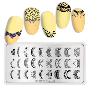 

BORN PRETTY French Styles Rectangle Nail Stamping Plate Stainless Steel Flowers Nail Art Image DIY Plate Tools