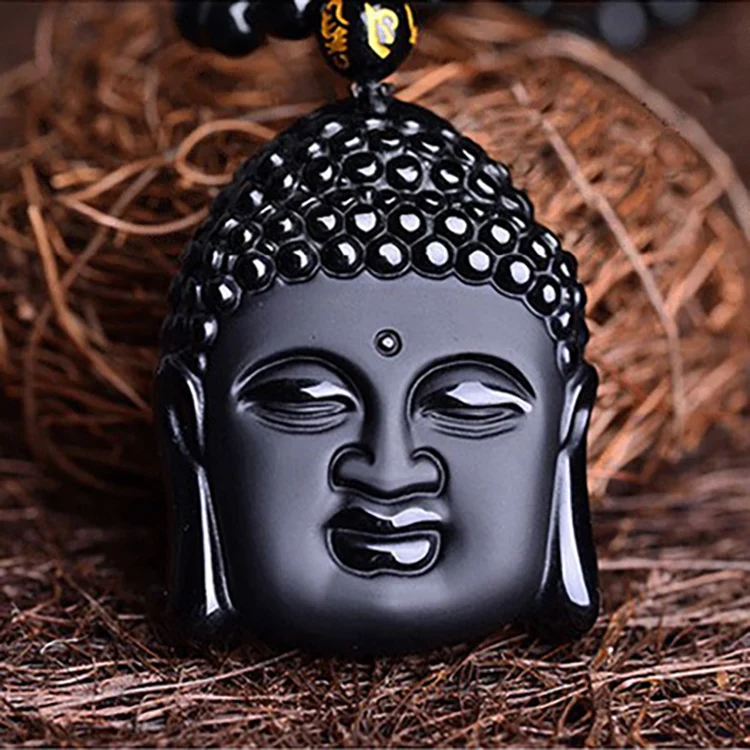 Натуральный настоящий обсидиан Sakyamuni шарик Будда кулон с регулируемой цепочкой женщины/мужчины ювелирные изделия ожерелье кулон