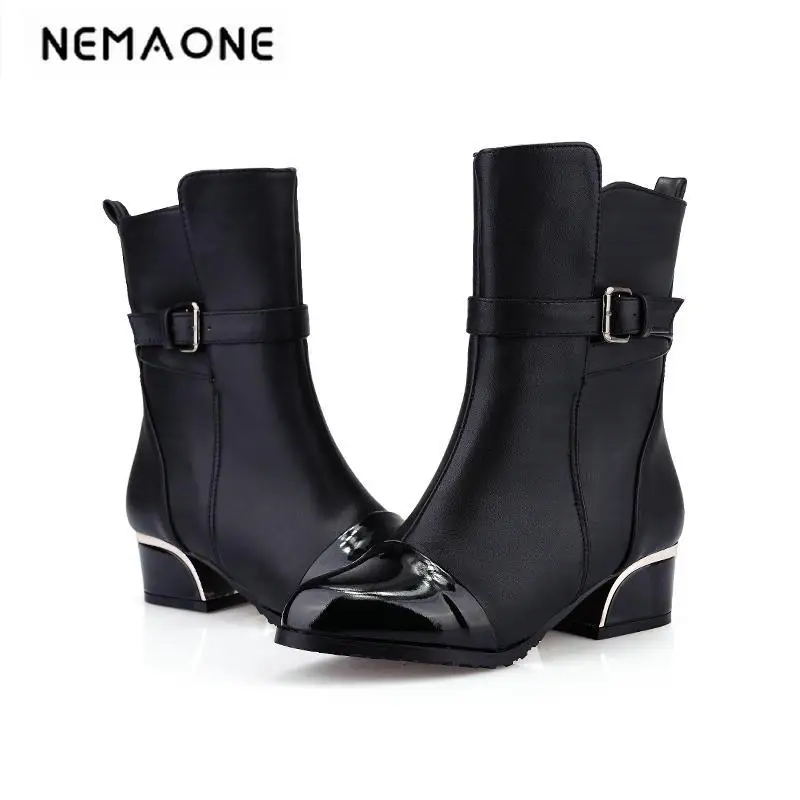 

Big Size 33-43 Motorcycle Boot hoof Heels Shoes for Women Fashion Ankle Boots Spring Autumn Less Platform Women Shoes size 34-43