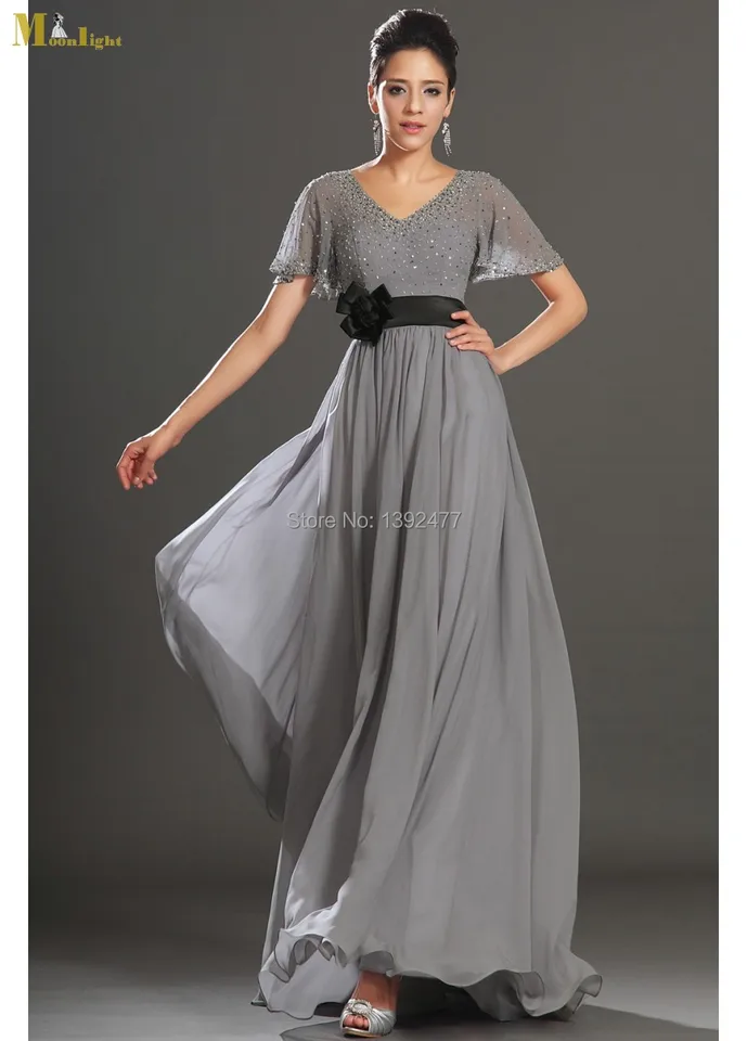 slate grey evening dress