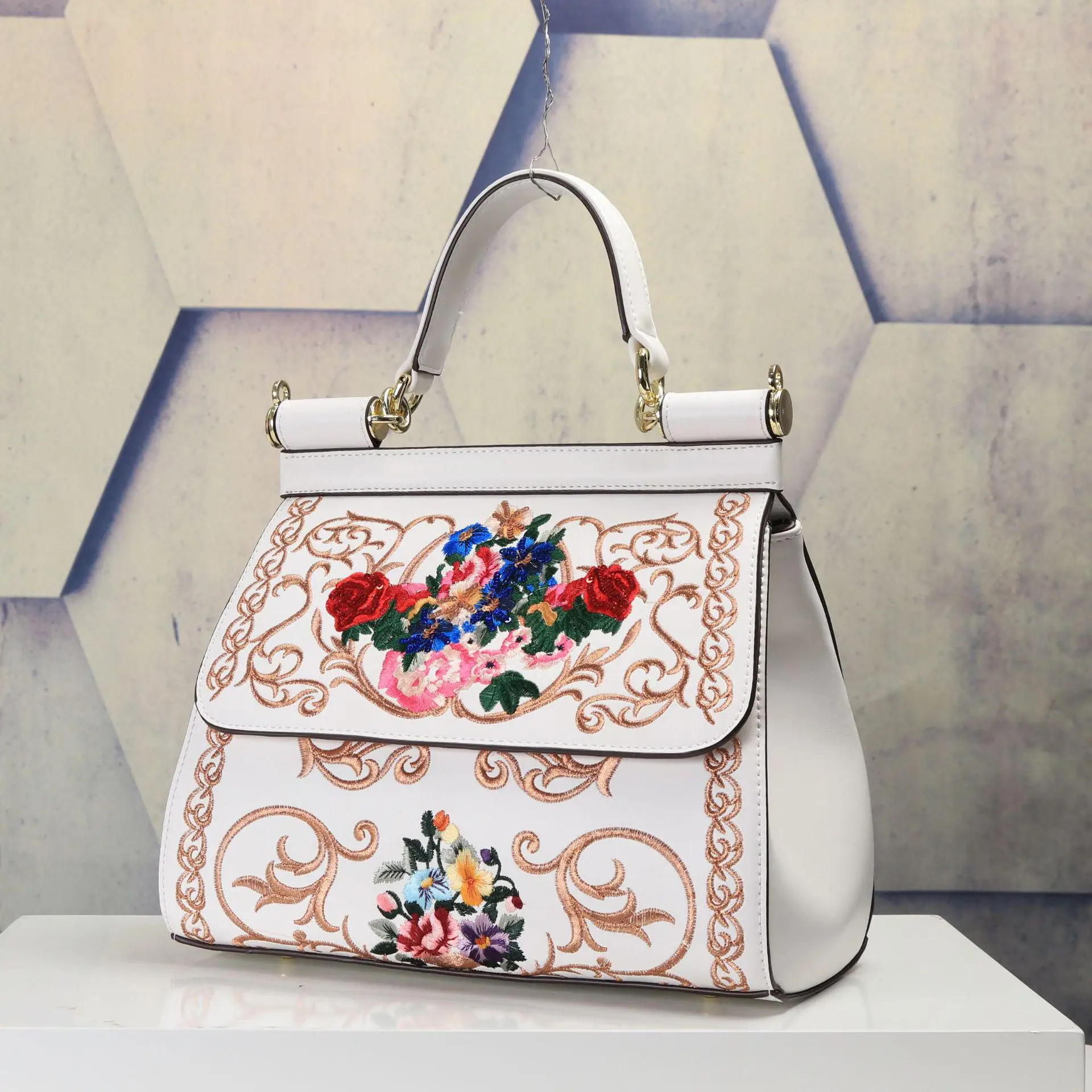 Женская сумка с вышивкой и принтом, сумочка в европейском и американском стиле, элегантная дизайнерская женская сумка с геометрическим рисунком от известного бренда Bolso - Color: 1