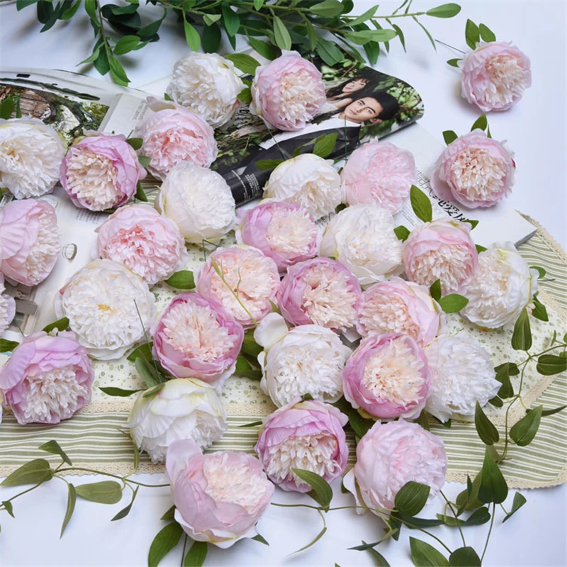 

17Pcs Large Artificial Rose Peony flower heads For Wedding Party silk flower wall Decoration flores DIY backdrop floral supplies