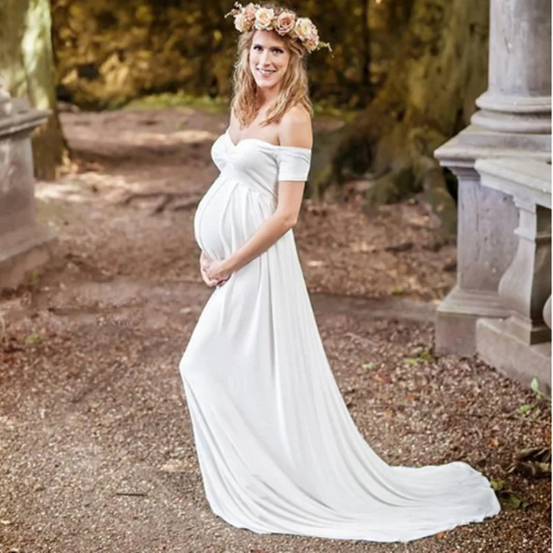 

Simple Chiffon Card shoulder Sleeveless V-neck Wedding Dresses Pregnant Women Backless A-Line Custom Made Bridal Wedding Dress