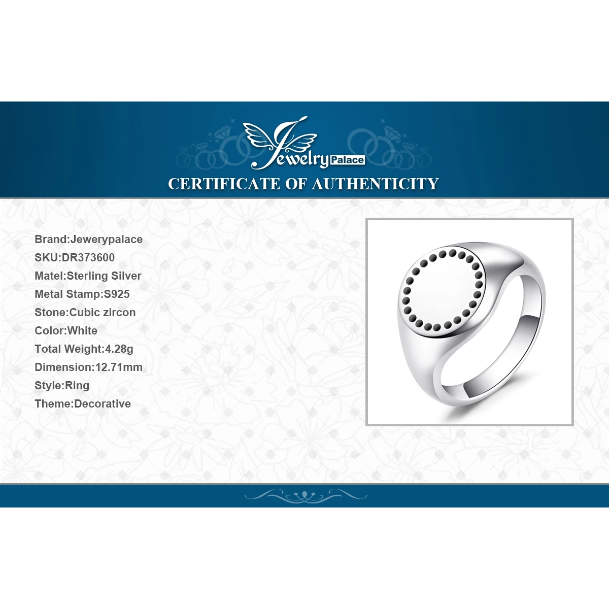 Jewelrypalace стерлингового серебра 925 radient элегантность перстень подарки для Для женщин Юбилей подарки Модные украшения Лидер продаж