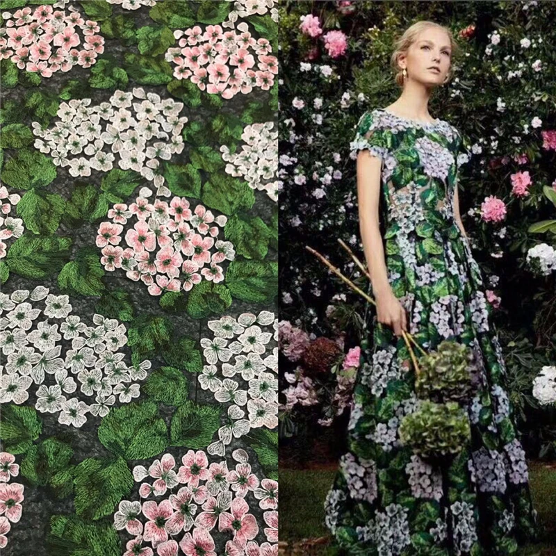 1 ярд Зеленый завод цветы 3D вышитые кружева ткань высокого качества кружева сетка ткань шитье на платье одежда костюмы ремесло