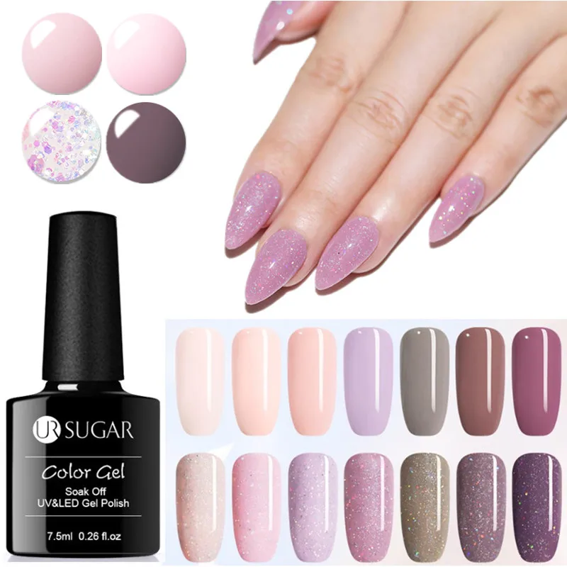 

UR SUGAR 7.5ml Color UV Gel Polish Holographic Glitter Sequins Gel Varnish Soak Off UV LED Nails Art Gel Polish Lacquer Design