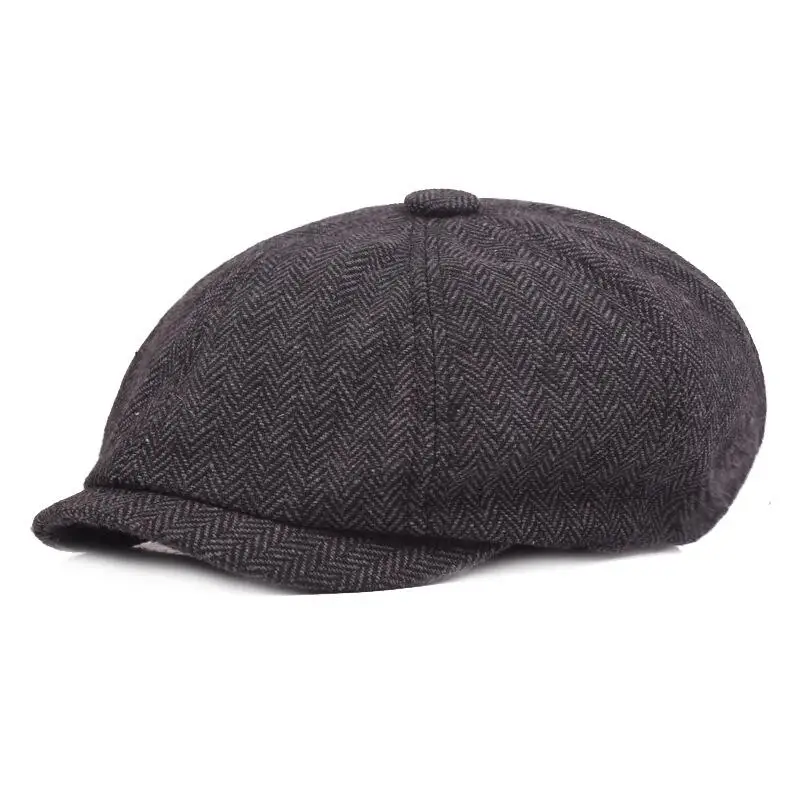 New Hot Fashion Gentleman Octagonal Cap Newsboy Beret Hat Autumn And Winter For Men's Jason Statham Male Models Flat Caps