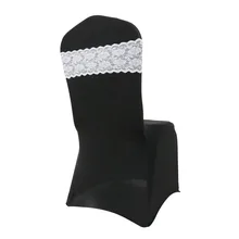 50 шт. цвета слоновой кости черный эластичный стрейч мягкого кружева стул группы створок крышка домашний текстиль Свадебная вечеринка банкетные стулья украшения