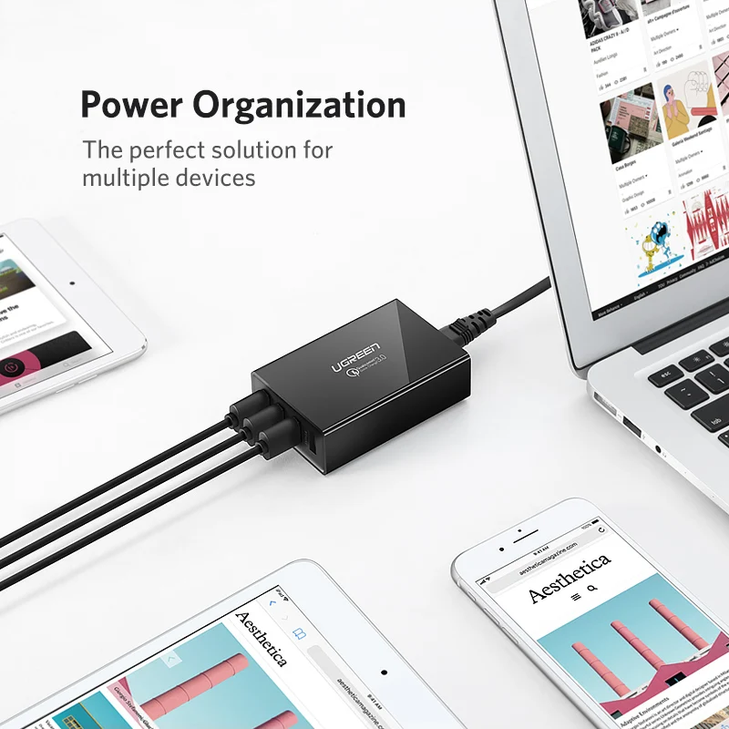 Ugreen Qualcomm Быстрая Зарядка 3.0 4 Порта Smart Мобильный Телефон Зарядное Устройство USB Зарядное Устройство для iPhone Samsung Xiaomi Зарядное Устройство