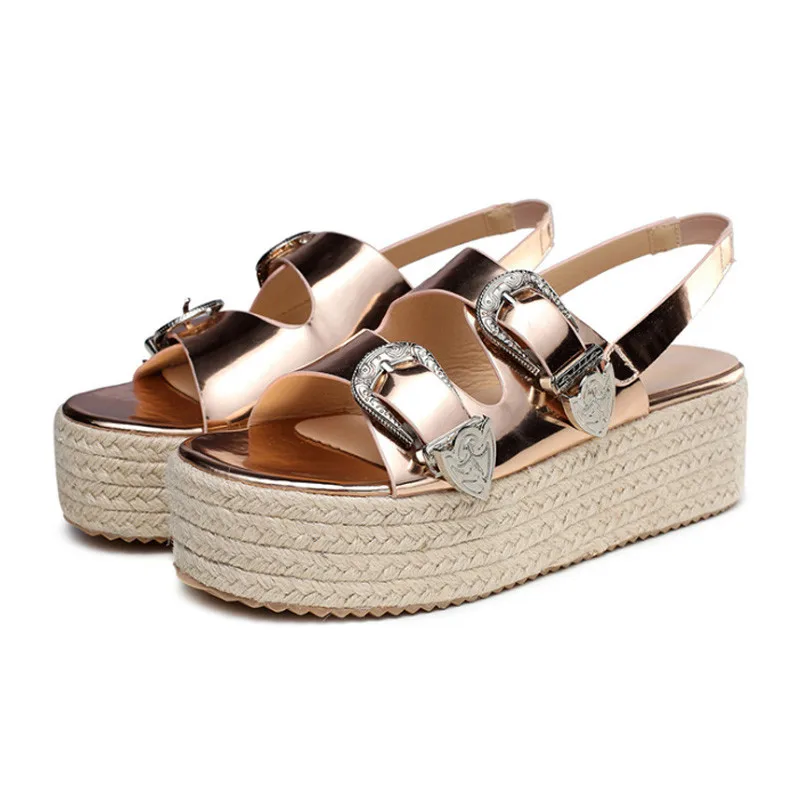 

Women Sandals Summer Shoes Platform Wedges Shoes Woman High Heels Gladiator Sandals Buckle Strap Gold Plus Size Sandalia Mujer