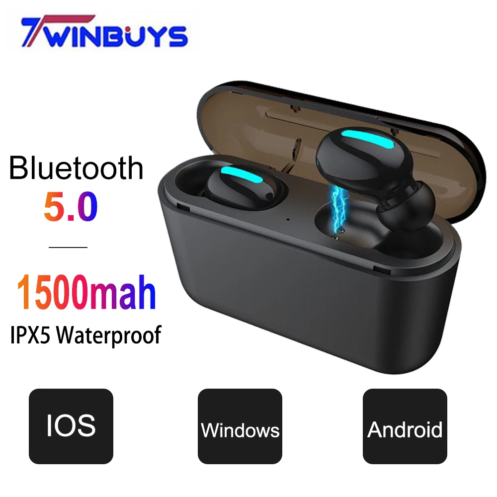 

TWS Bluetooth 5.0 earphones Wireless headphone HiFi Stereo Earbud Sport headset with MiC Charging Box For xiaomi iphone samsung