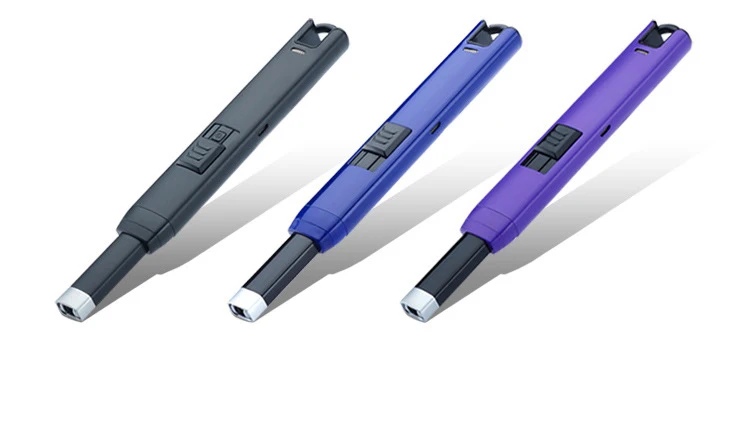Metal case Long USB Electric arc kitchen ignitiog windproof lighters,rechargeable pulse lighter Candles and Fireworks