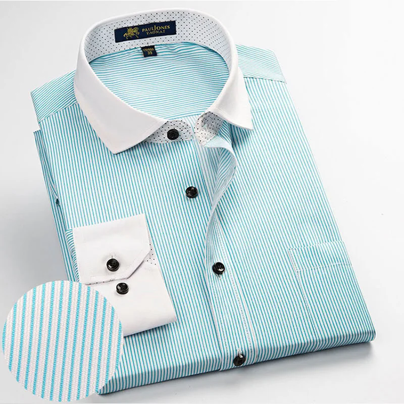 

Spring Autumn New Brand Design Men Business Dress Shirts Regular-Fit Non-Iron Striped Long Sleeve Cotton Blend Men Shirts