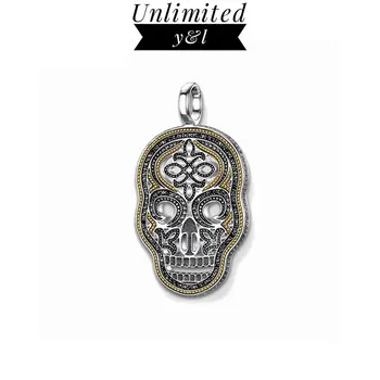 

Skull Pendants Punk Style Black Cubic Zirconia Skeleton 925 Sterling Silver Fashion Jewelry Necklaces Accessories for Men Gifts